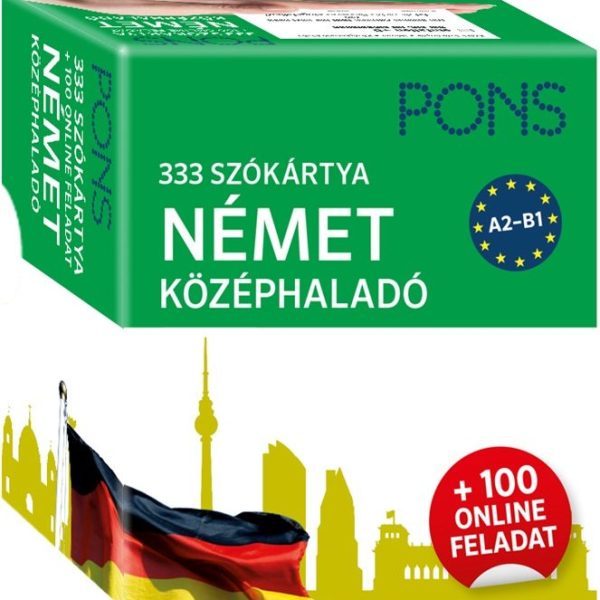 PONS 333 SZÓKÁRTYA NÉMET KÖZÉPHALADÓ + 100 ONLINE FELADAT