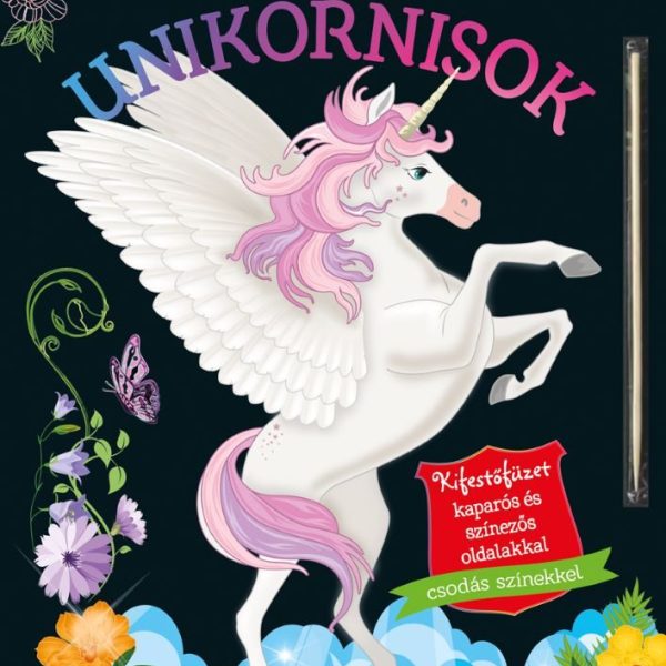 REJTŐZKÖDŐ UNIKORNISOK - KIFESTŐFÜZET KAPARÓS ÉS SZÍNEZŐS OLDALAKKAL