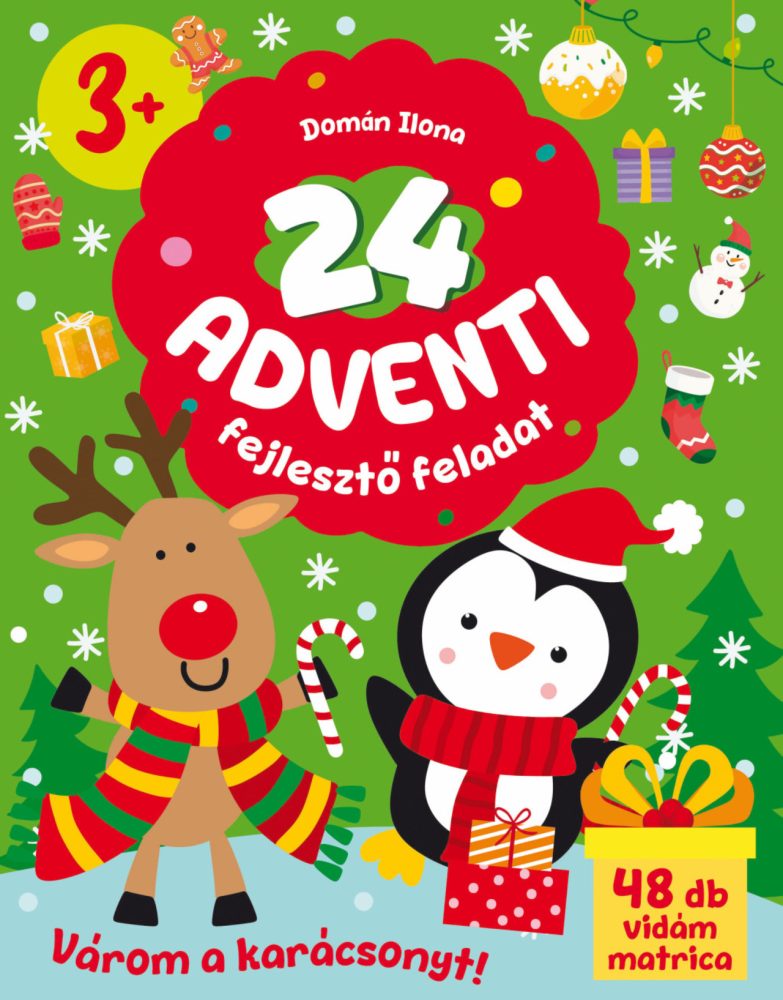 24 ADVENTI FEJLESZTŐ FELADAT - VÁROM A KARÁCSONYT! 48 DB VIDÁM MATRICA