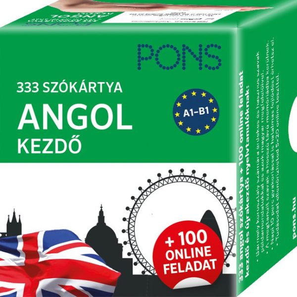 PONS 333 SZÓKÁRTYA ANGOL KEZDŐ + 100 ONLINE FELADAT